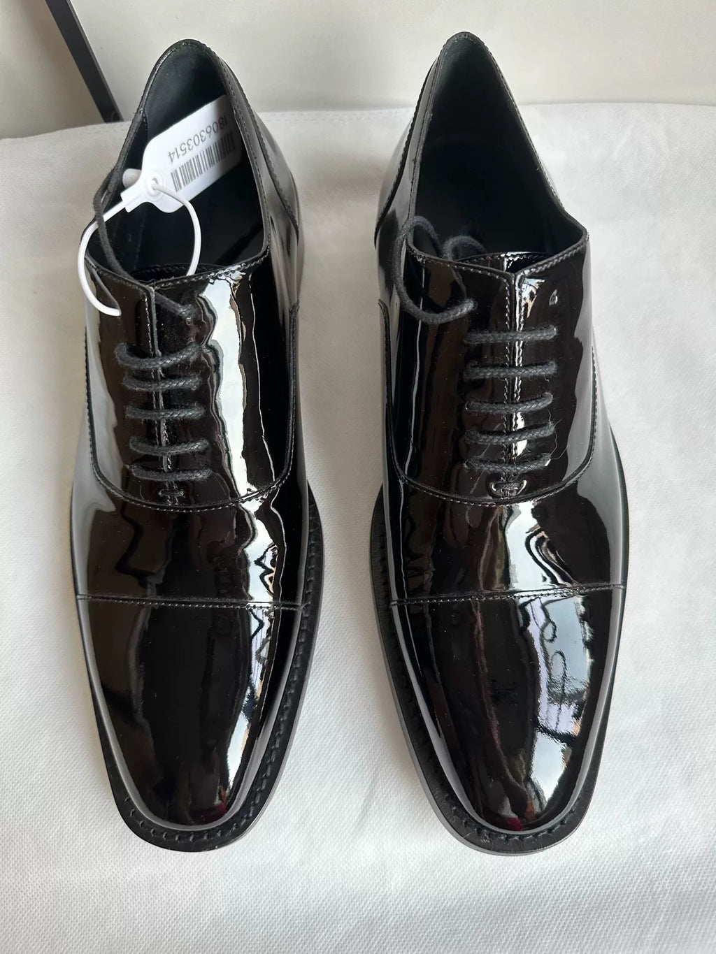 Balenciaga Black Patent Leather Crystal-Heel Lace-Up Shoes