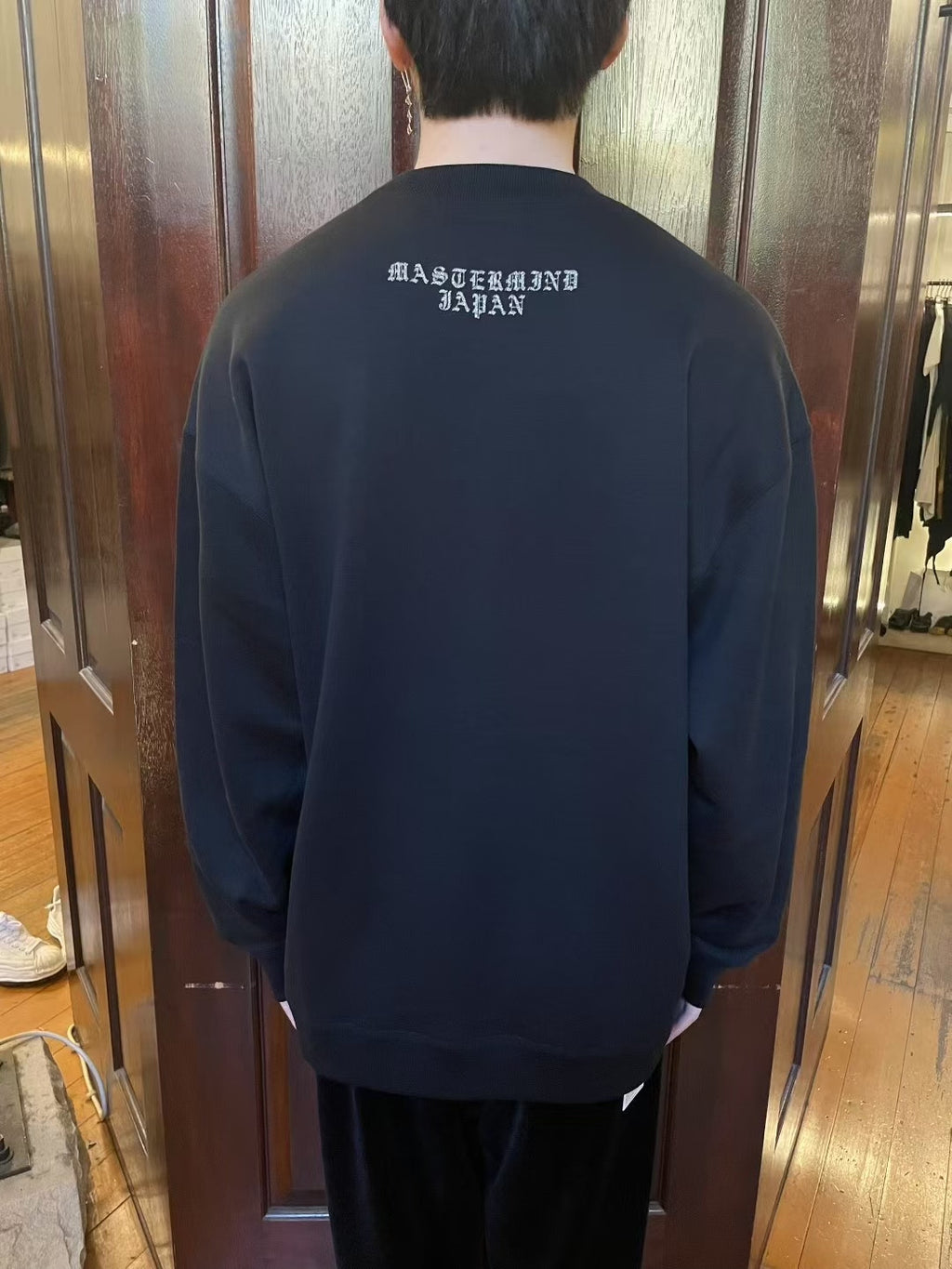 mastermind Japan FW25 Black Loopwheel Glitter Skull Sweatshirt