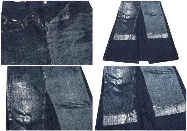 Jean Paul Gaultier Vintage Dark Patterned Denim Skirt