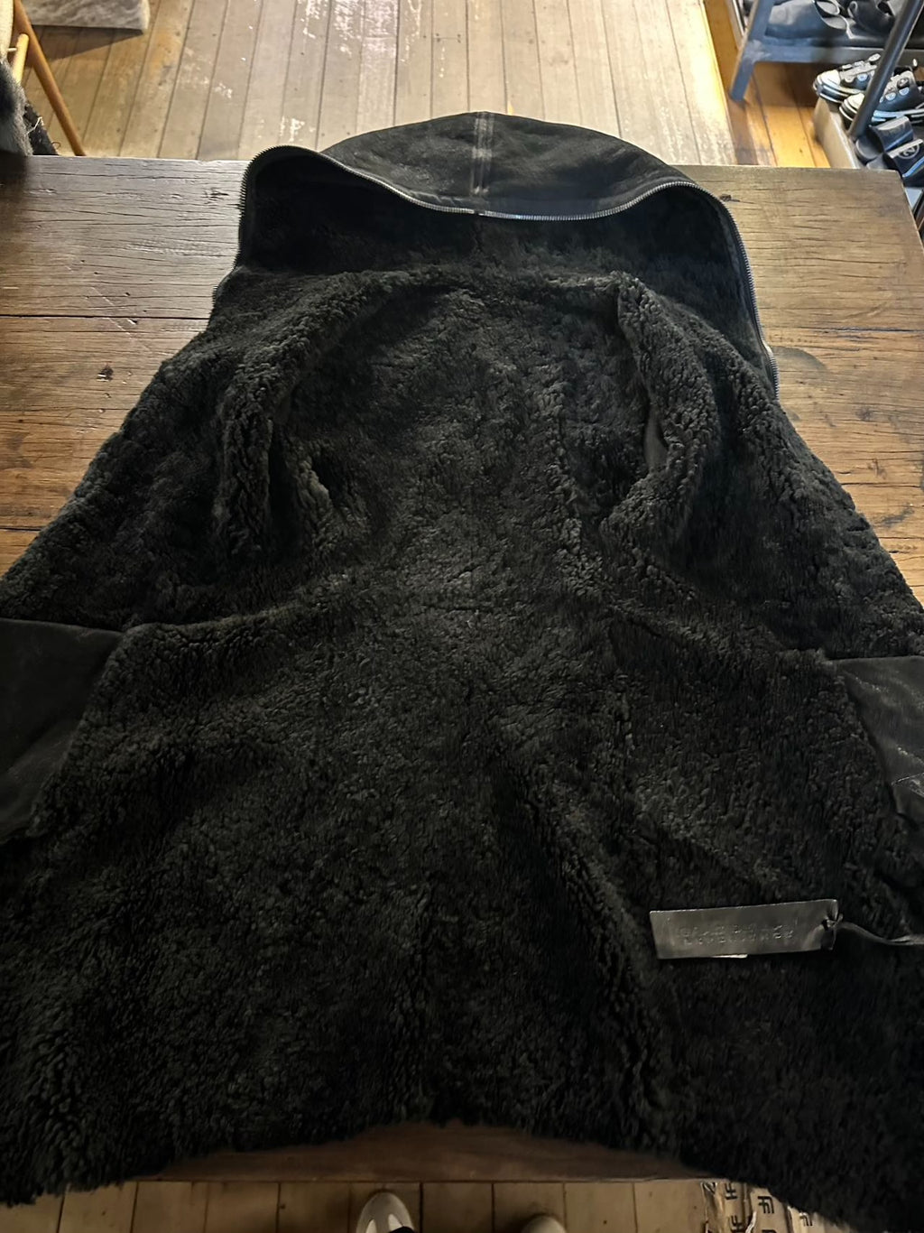 Isaac Sellam Black Hooded Lambskin Coat