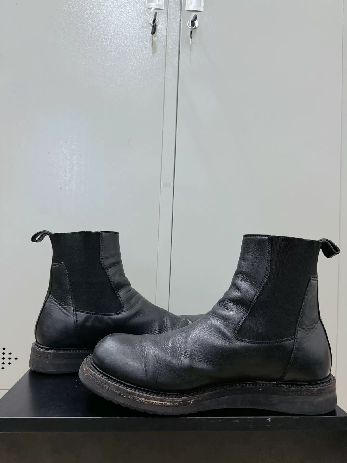 Rick Owens Leather Chelsea Military Boots
