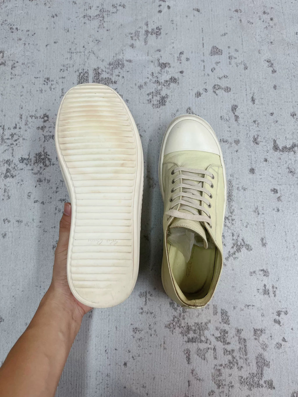 Rick Owens Main Line Leather Low-Top Sneakers