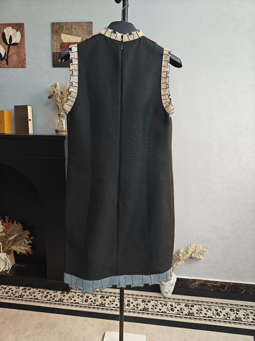 Gucci Black Sequin Bow & Ruffle Dress