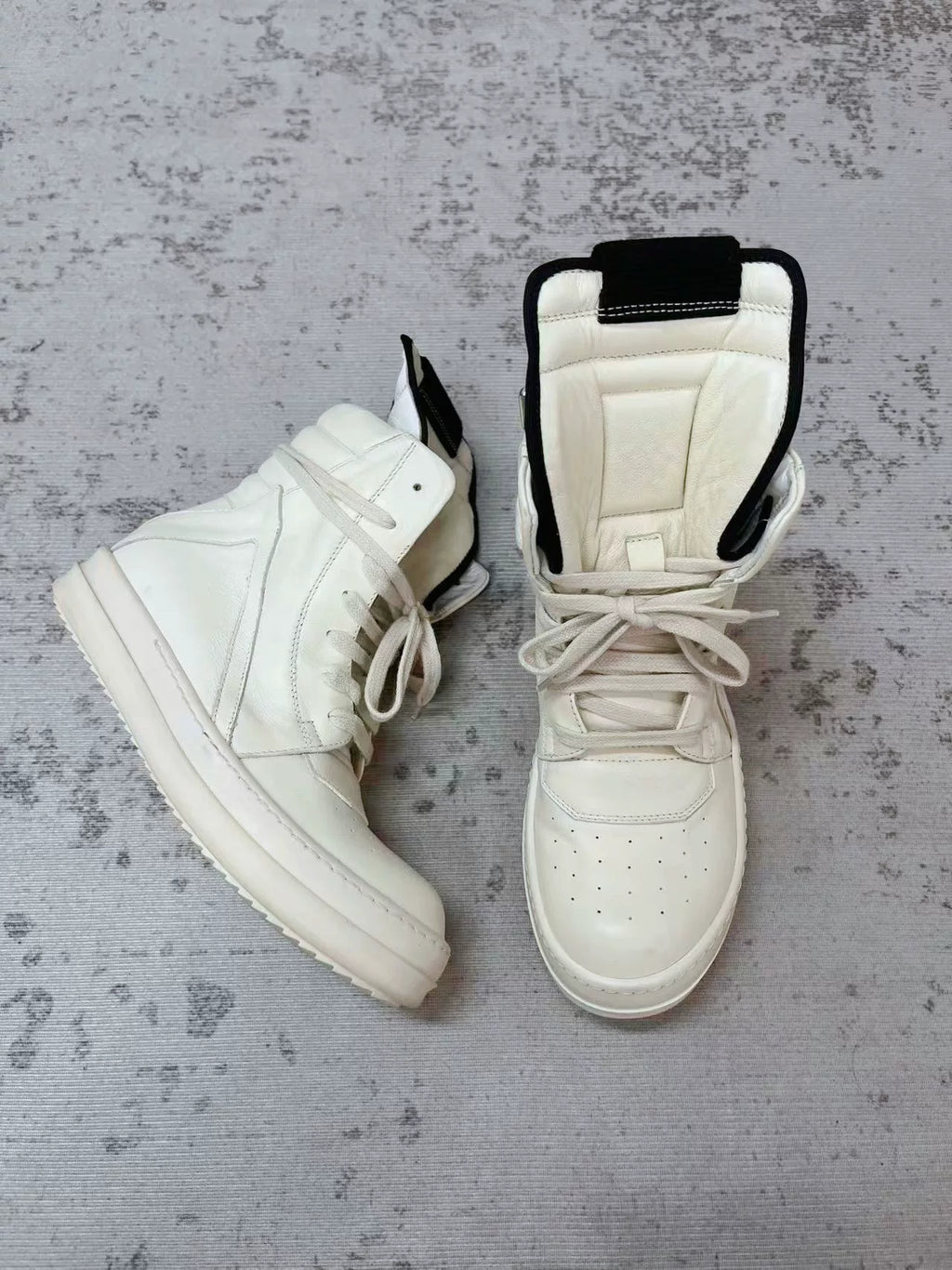Rick Owens White Milk Inverted-Triangle Sneakers