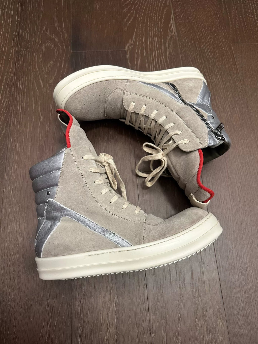 Rick Owens main line gray suede inverted triangle Sneakers