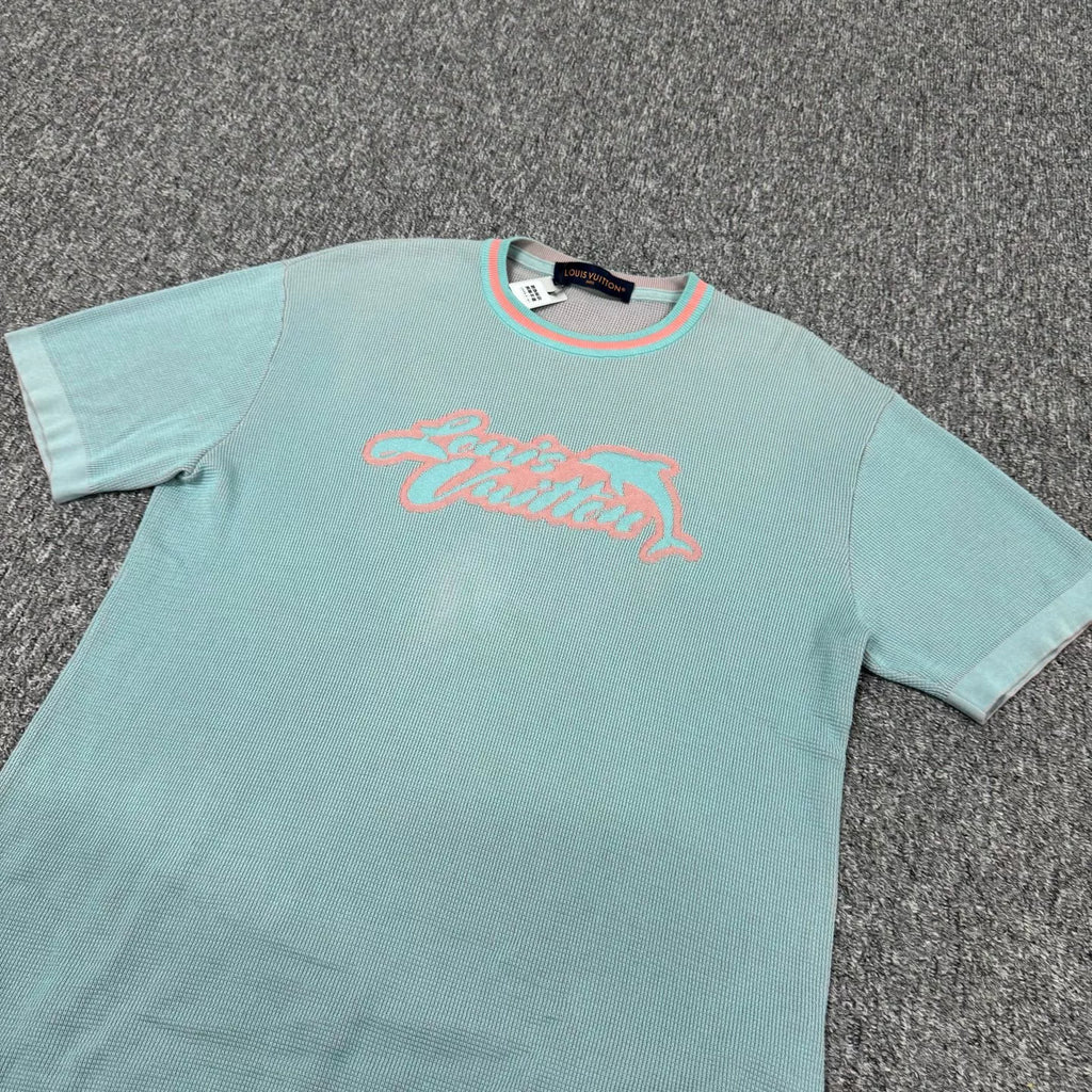 Louis Vuitton LV blue SS25 dolphin knit short-sleeve T-shirt