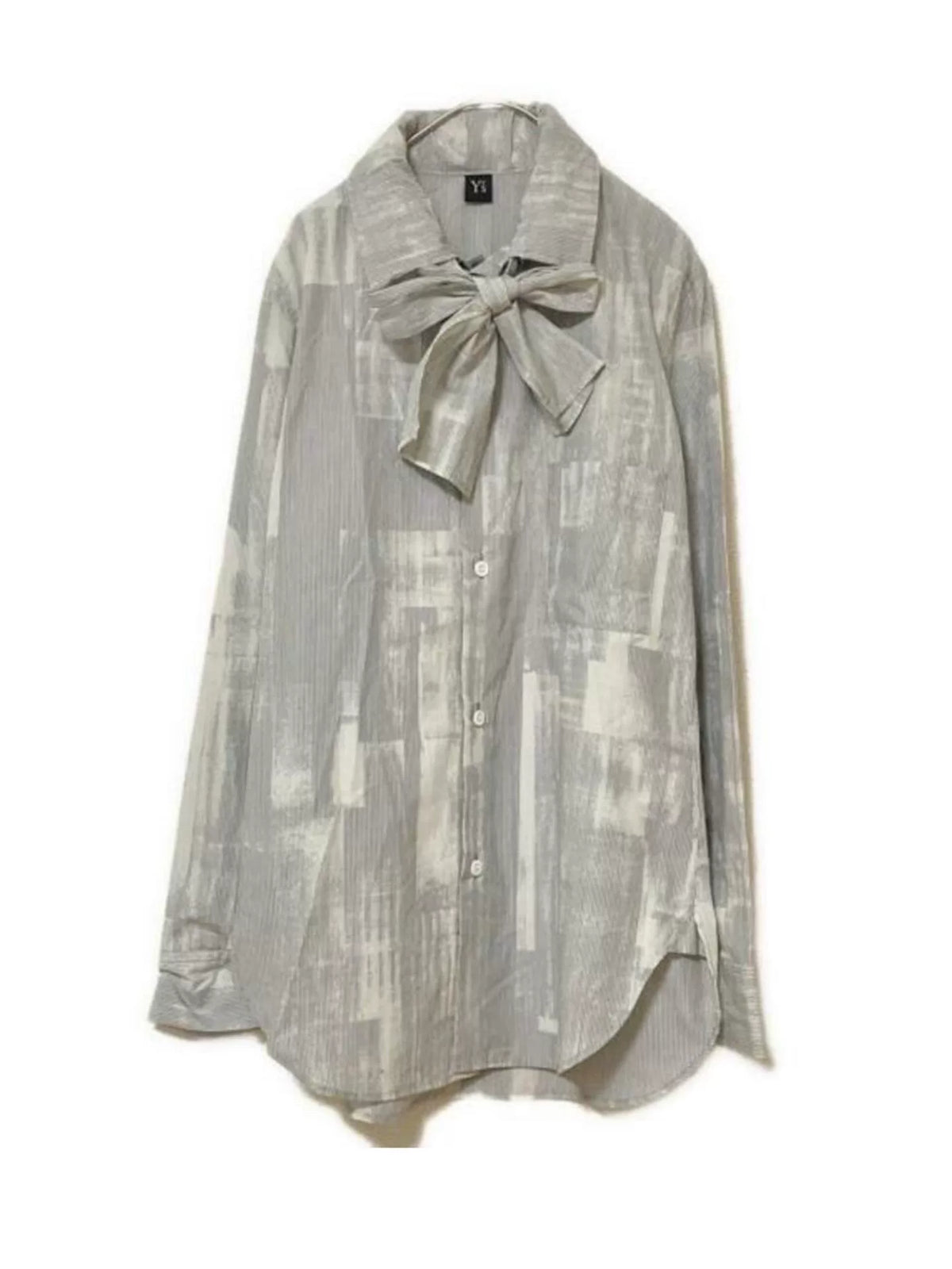 Yohji Yamamoto Striped Bow-Tie Collar Shirt