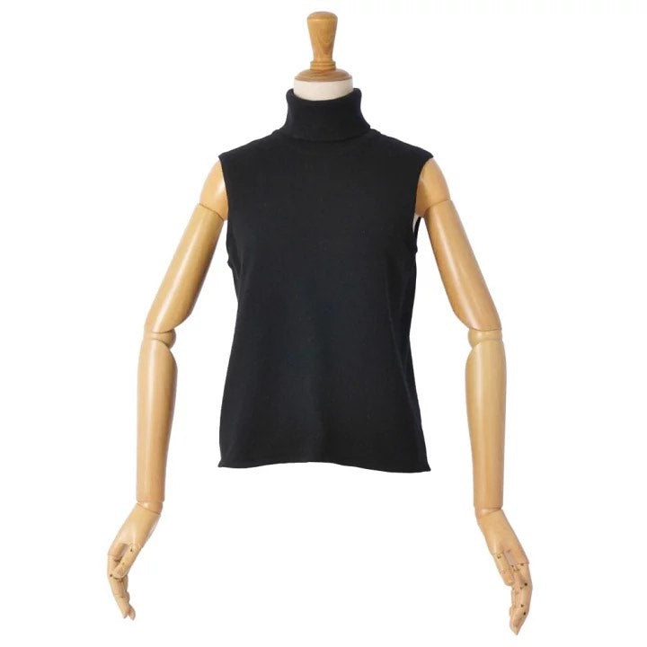 HERMES Turtleneck Sleeveless Cashmere Knit Top