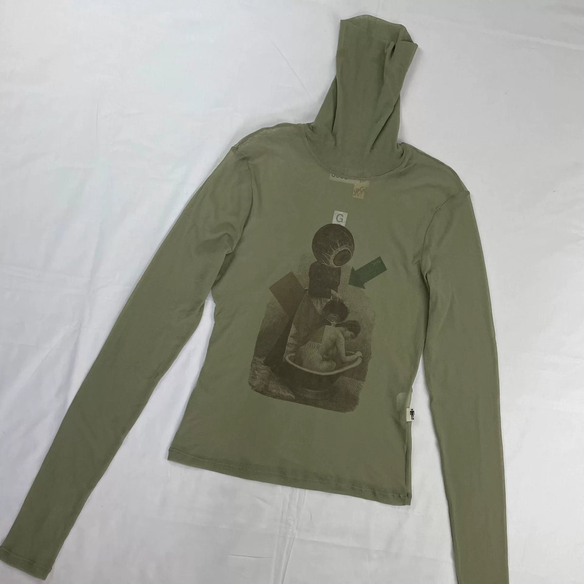 2003 Fall/Winter Jean Paul Gaultier Eye Print Elastic Mesh Turtleneck Long-Sleeve T-Shirt