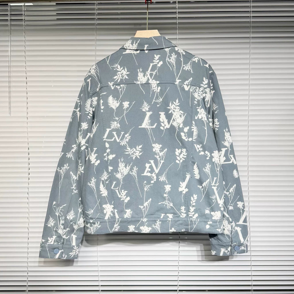 Louis Vuitton 2023 All-Over Print Cotton Single-Breasted Blue Jacket