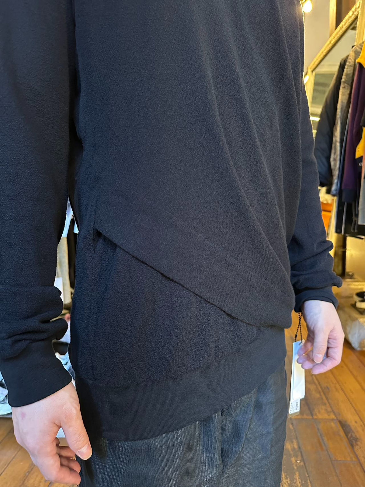 Julius SS17 Knives Black Double-Layer Cotton Sweatshirt