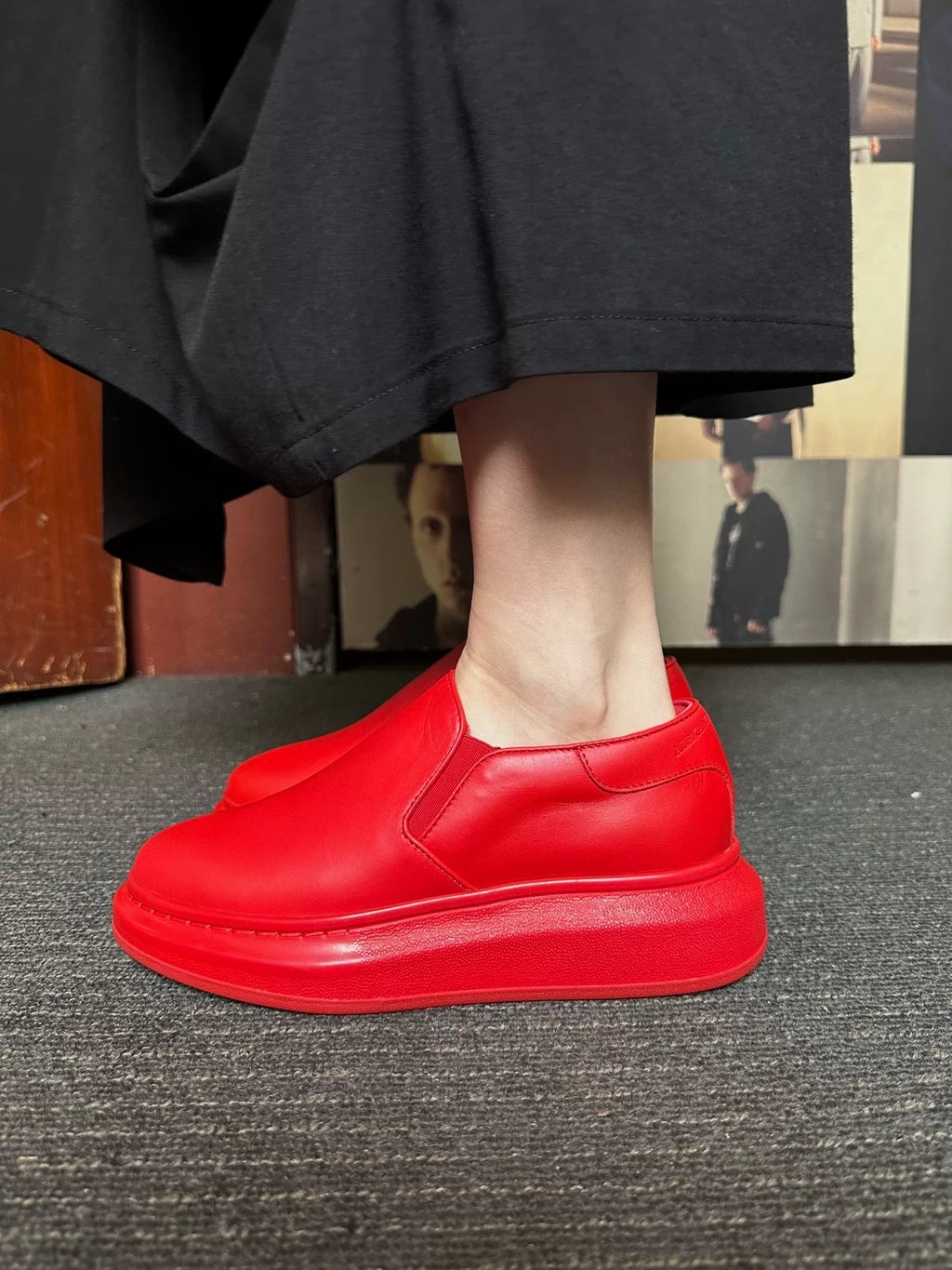 Alexander McQueen Red Thick-Sole Slip-On Sandals