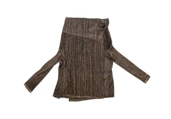 Issey Miyake Vintage Gold Shiny Pleated Top