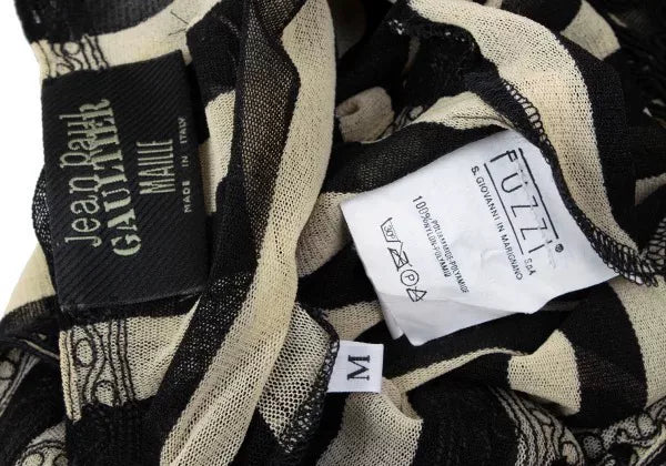 Jean Paul Gaultier Vintage Beige Striped Mesh Cardigan