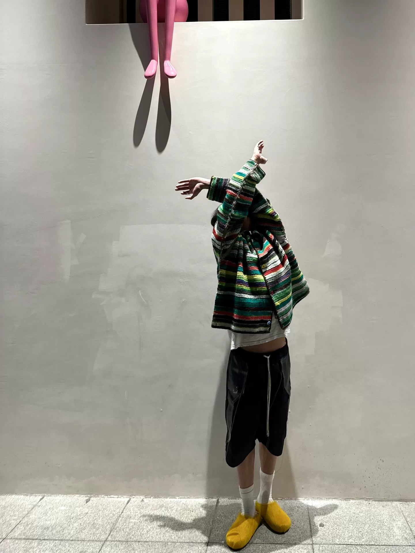 Rick Owens Tassel Wax-Brushed Leather Patchwork Shorts