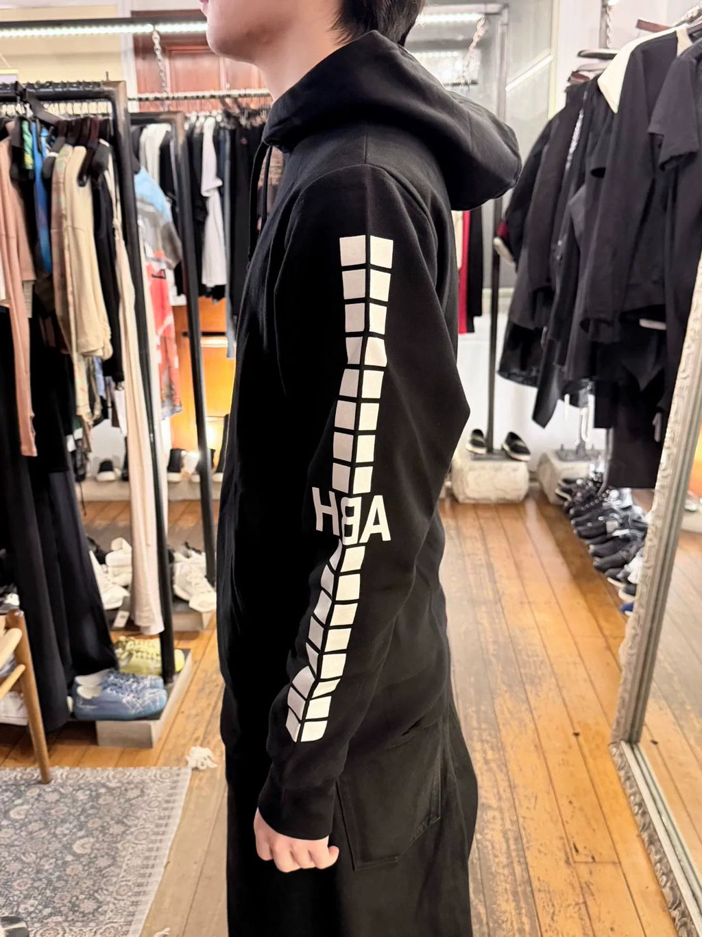 HBA Hood By Air FW15 Black Detroit Print Hooded Sweatshirt
