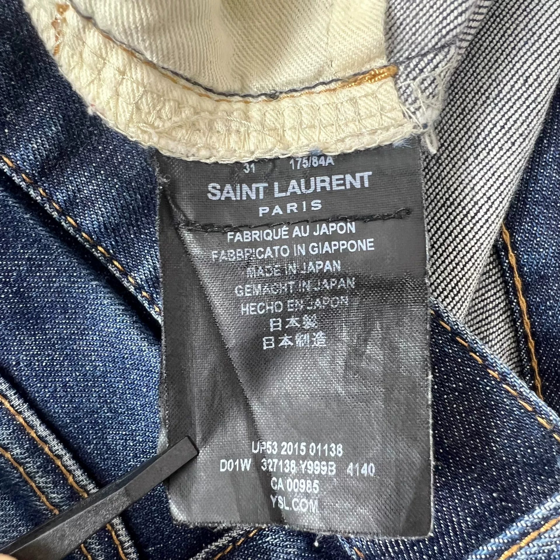 Saint Laurent 16SS Distressed Navy Jeans