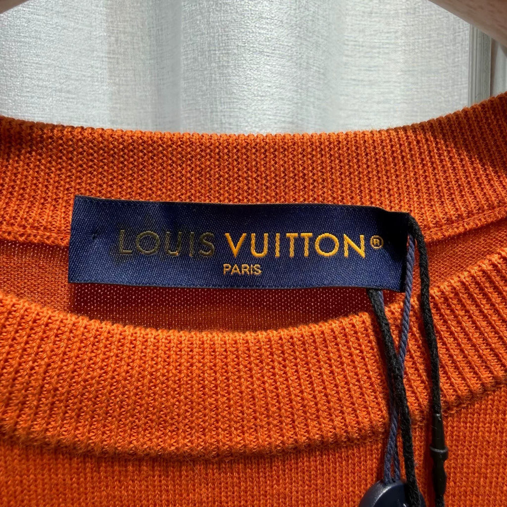 Louis Vuitton SS24 Knit Logo Cotton Orange Short Sleeve T-Shirt