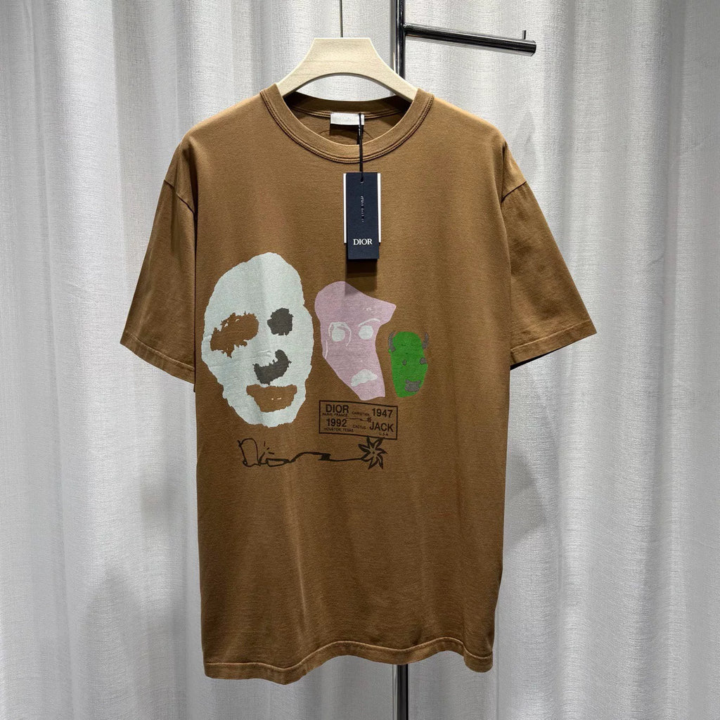 Dior X Travis Scott Print Embroidered Logo Cotton Short Sleeve T-Shirt