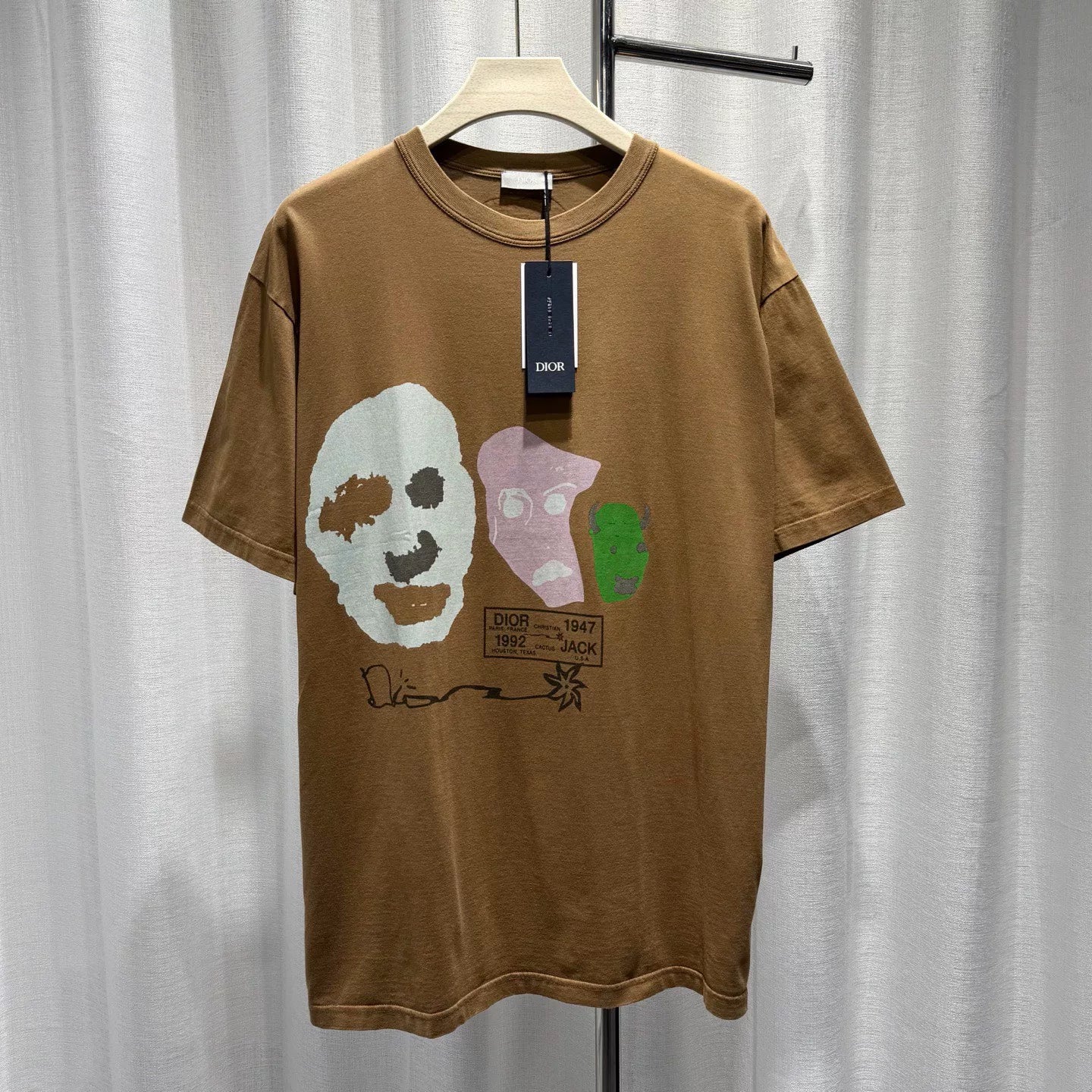 Dior X Travis Scott Print Embroidered Logo Cotton Short Sleeve T-Shirt