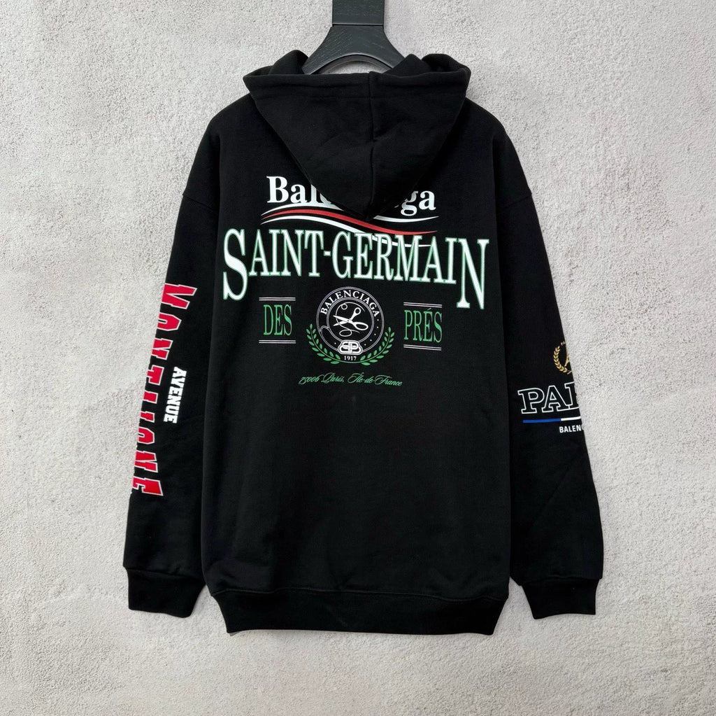 Balenciaga SS25 Black Multi-Element Wave Hooded Sweater