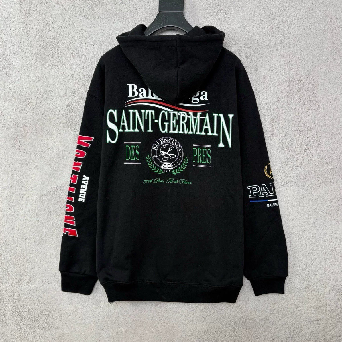 Balenciaga SS25 Black Multi-Element Wave Hooded Sweater