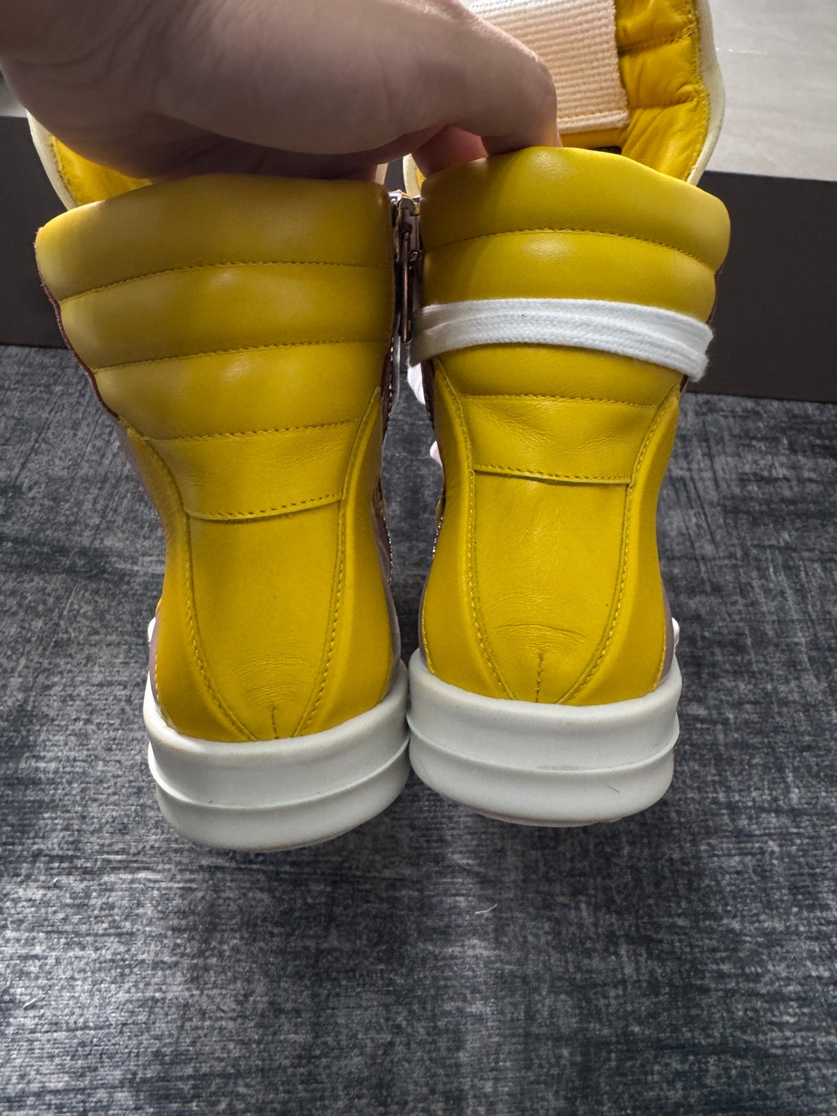 Rick Owens Pink Panel Inverted-Triangle Yellow Sneakers