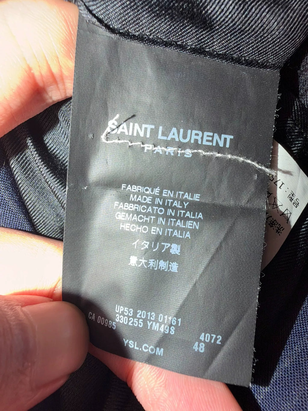Saint Laurent Paris FW13 Navy Blue Pinstripe Wool Blazer