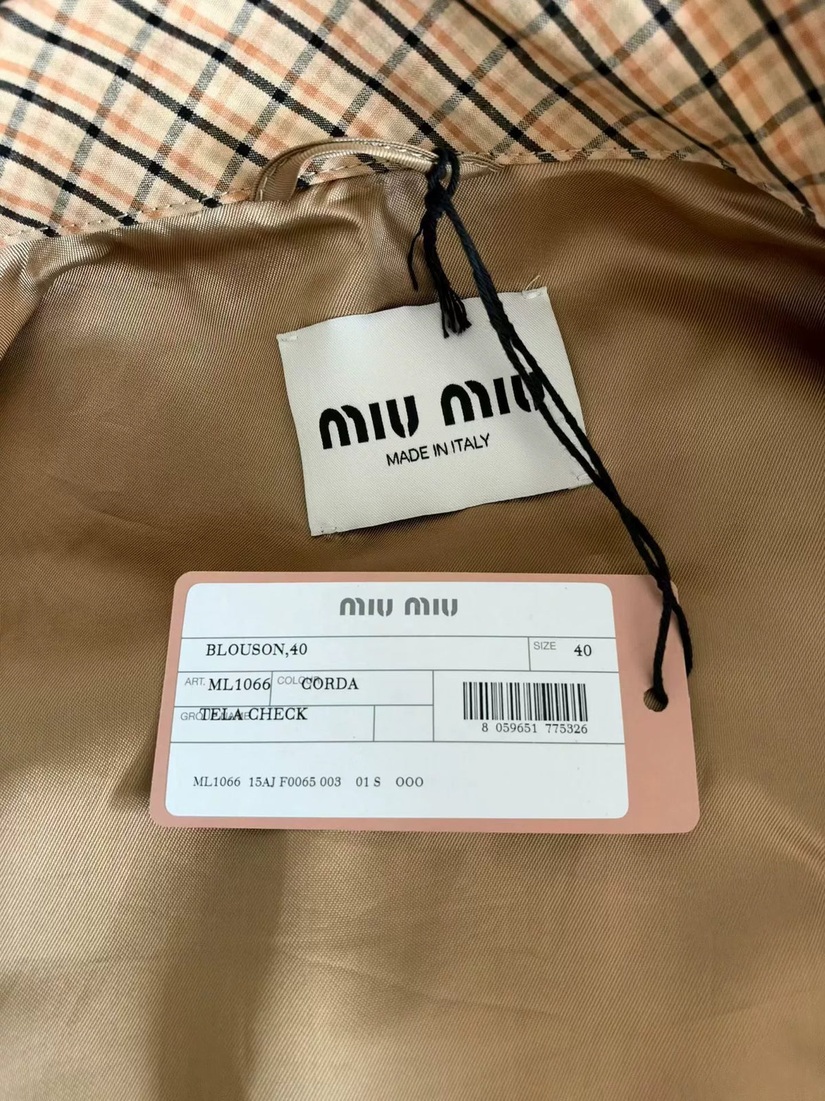 Miu Miu Plaid Jacket