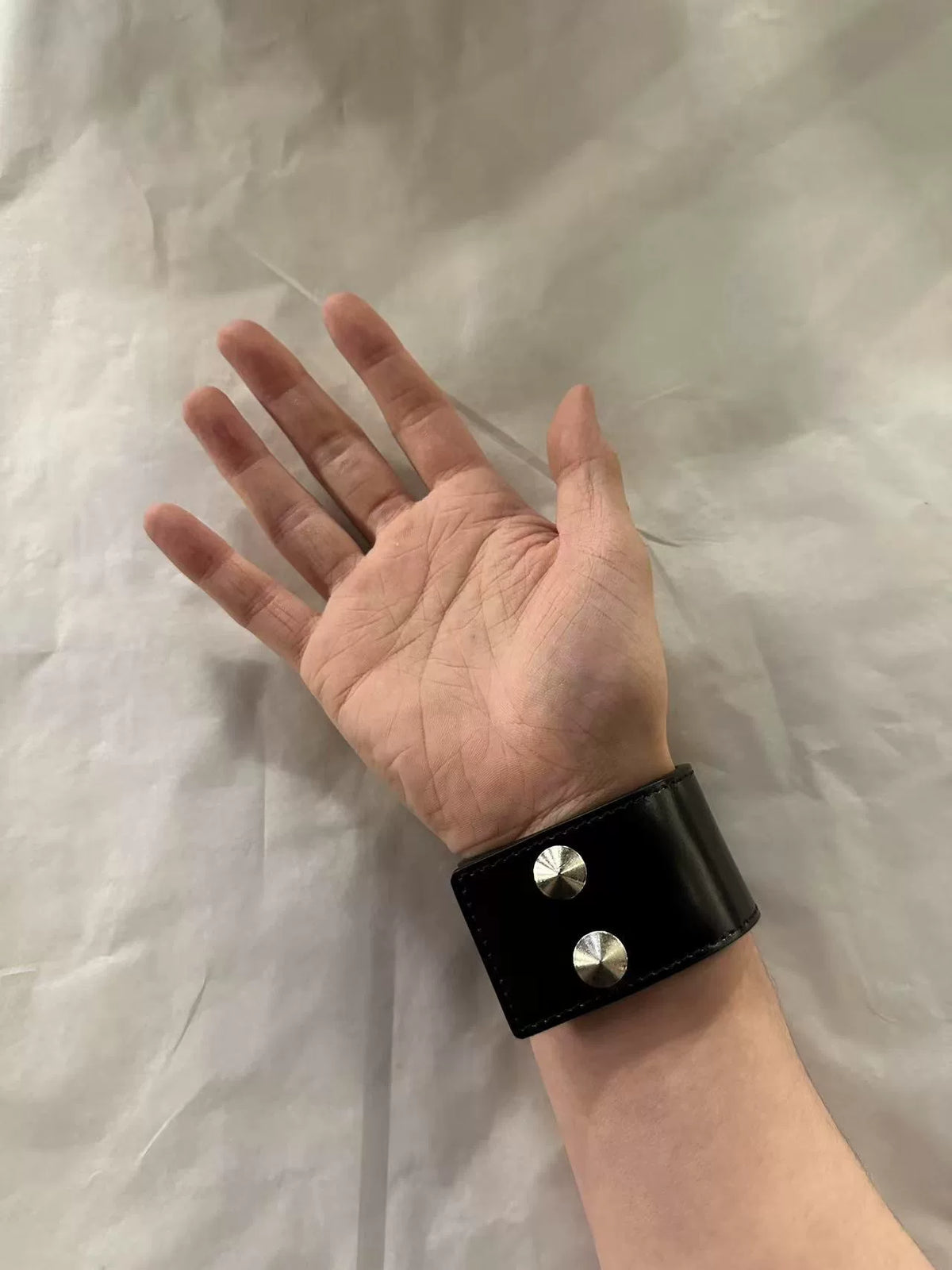 mastermind Japan SS12 Black Identity Pebble Grain Cowhide Silver Buckle Skull Bracelet