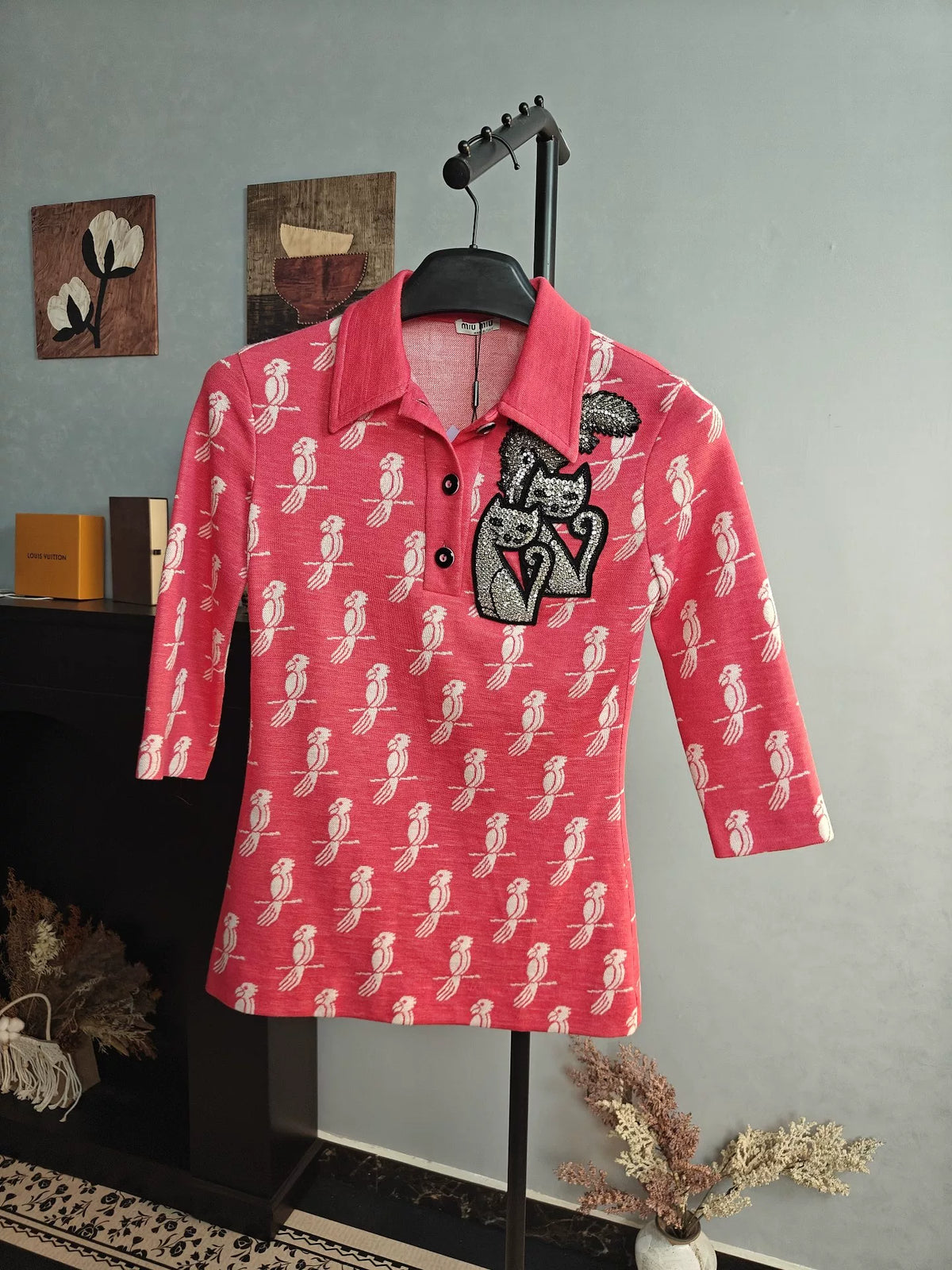Miu Miu Parrot Print Knit Top