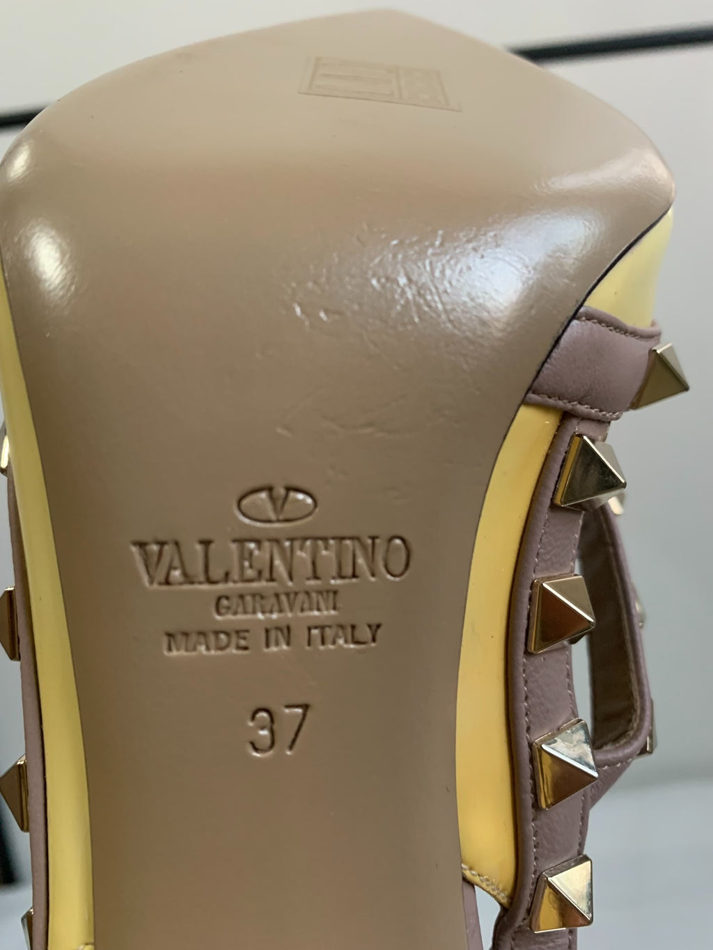 Valentino Gold Stud Patent Leather Pointed-Toe Heels