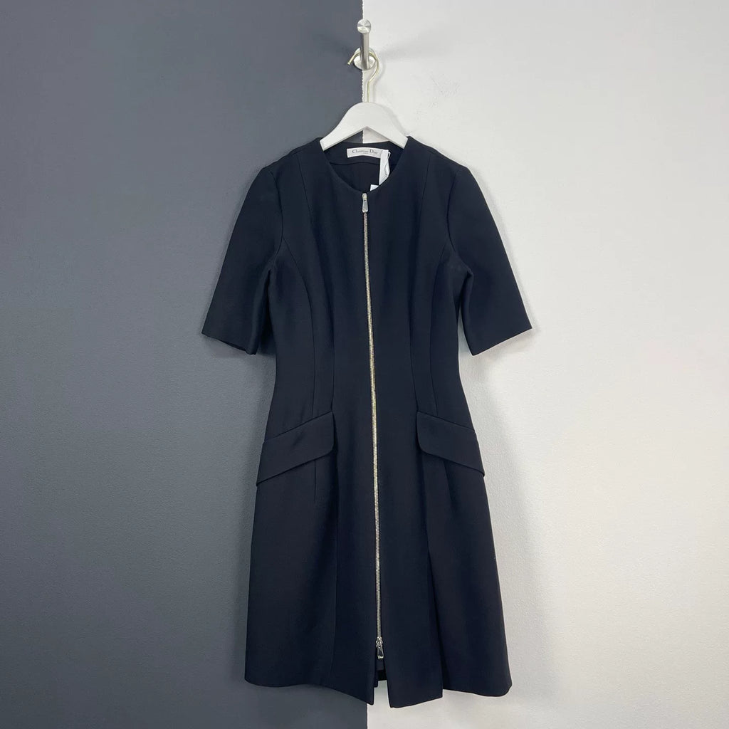 Dior Zipper Three-Quarter Sleeve Dress