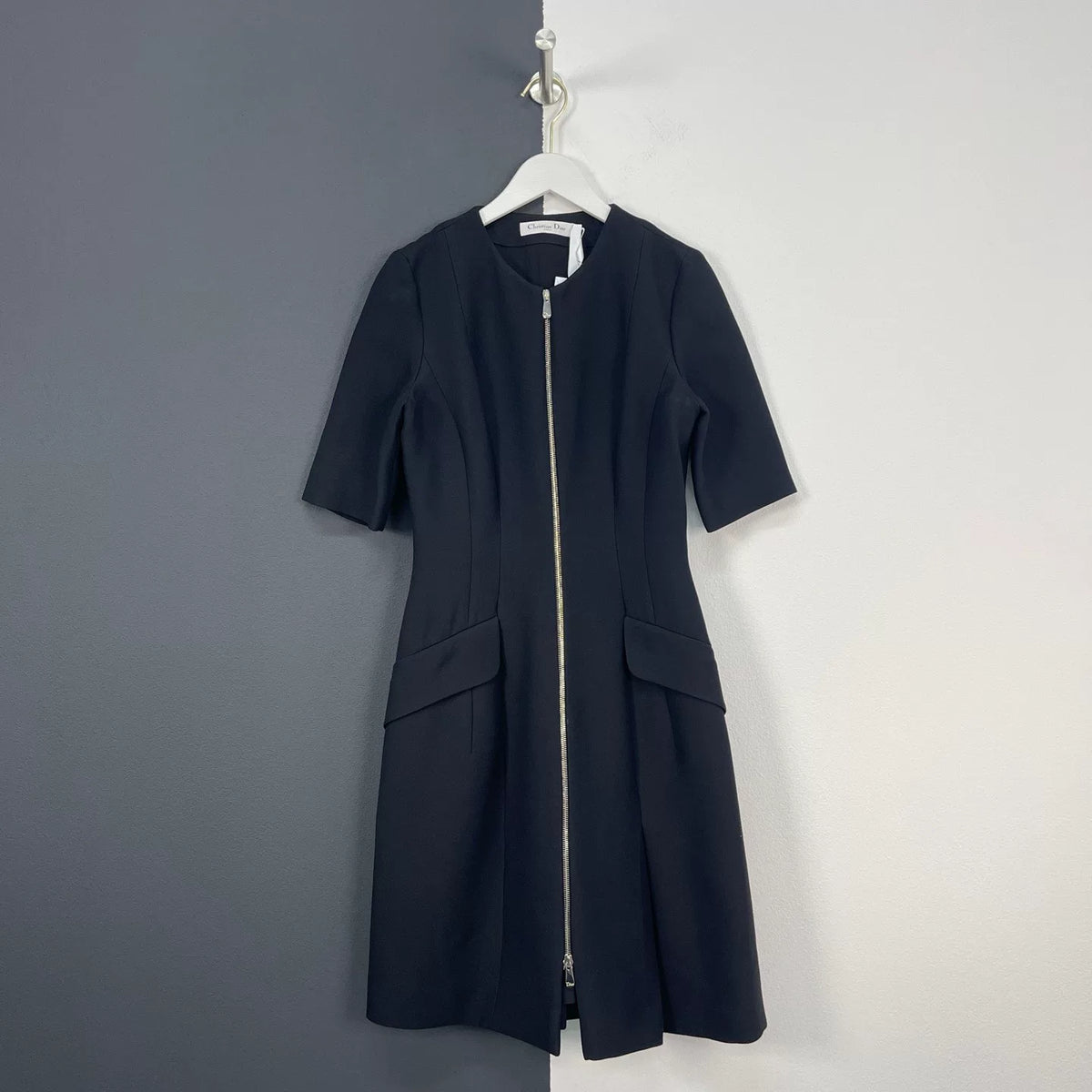 Dior Zipper Three-Quarter Sleeve Dress