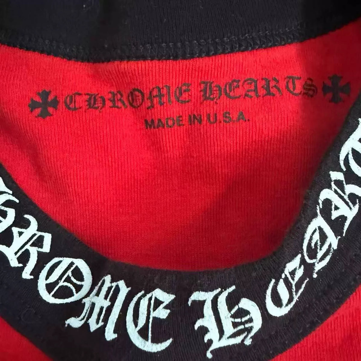 Chrome Hearts Black Red Three-Element Collar Sanskrit Long Sleeve Top