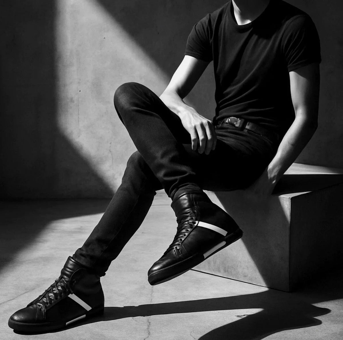 Dior Homme B01 Sneakers Black Leather High Top Trainers
