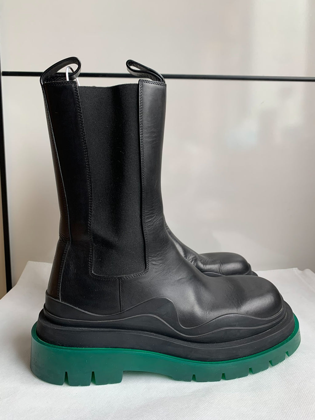 Bottega Veneta Black Green Thick-Sole Calf Boots