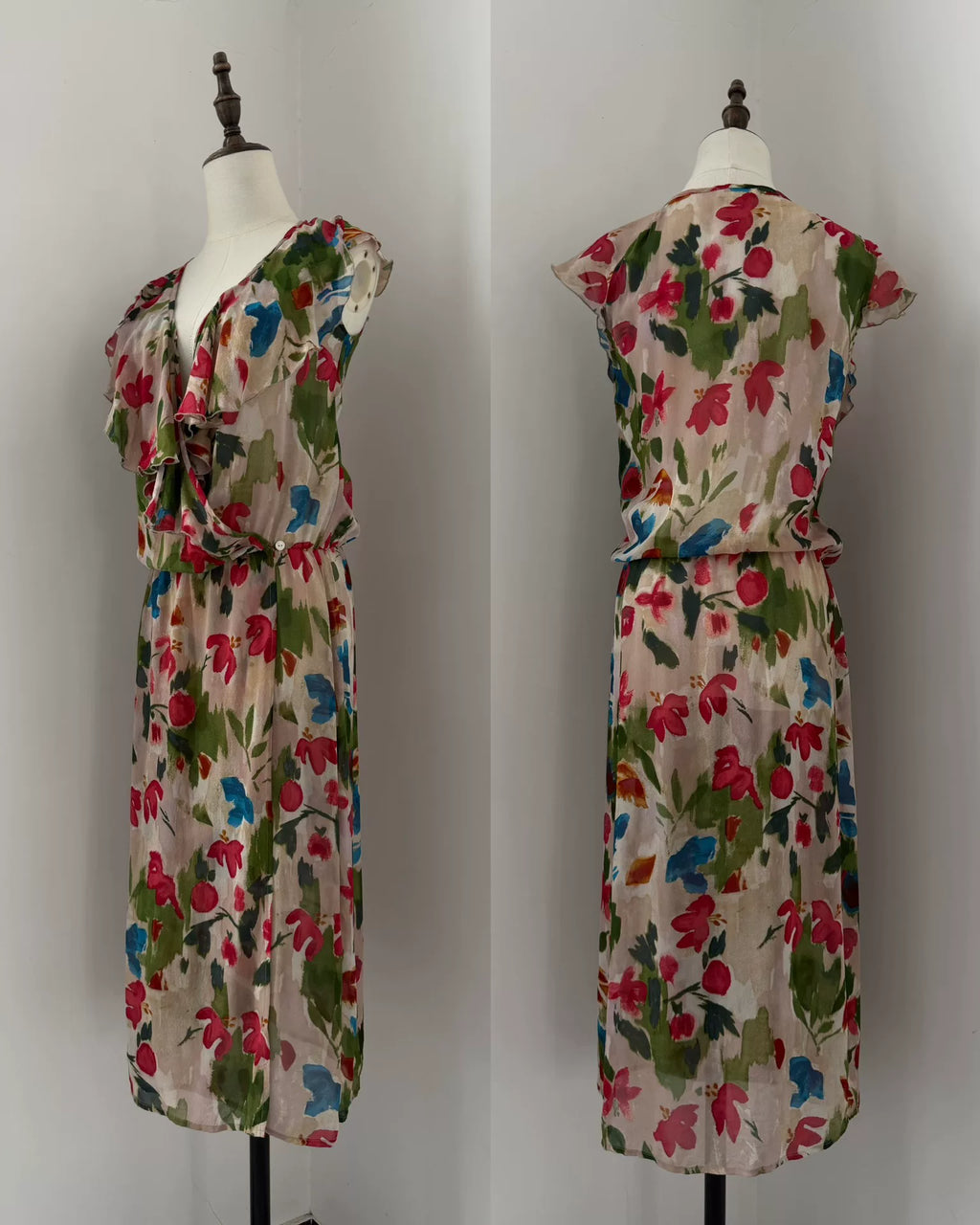 Dries van Noten Watercolor Floral Silk Dress