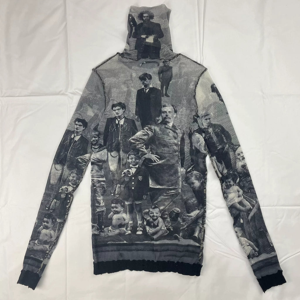 2003 Fall/Winter Jean Paul Gaultier Punk Girl Portrait Mesh T-Shirt