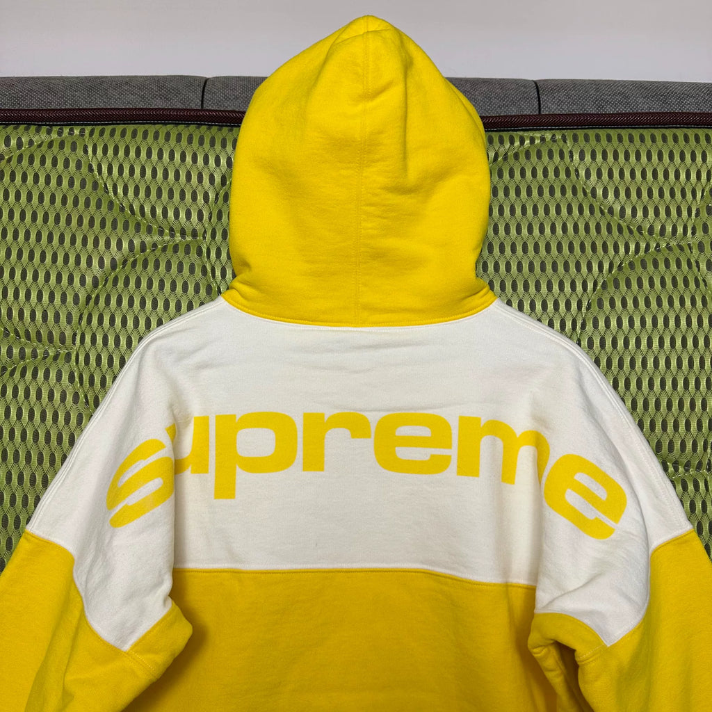 Supreme Yellow White Patchwork Hooded Sweater