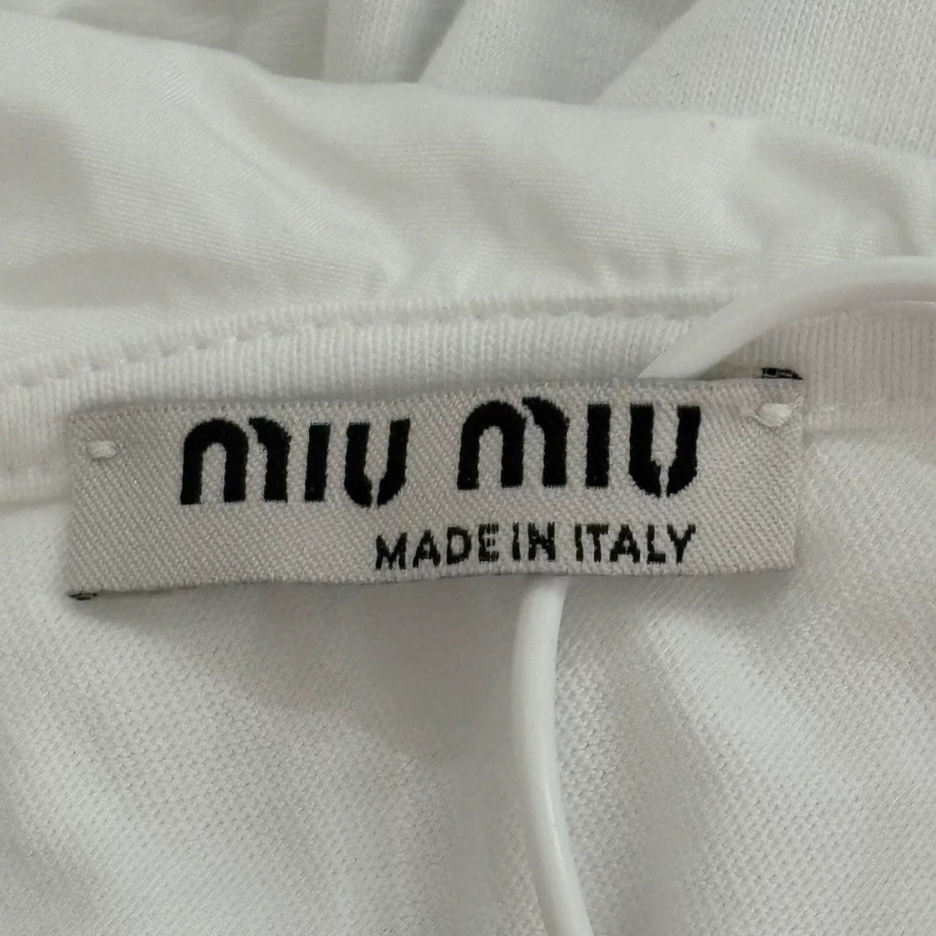 Miu Miu High-Waist Peter Pan Collar Puff Sleeve Top
