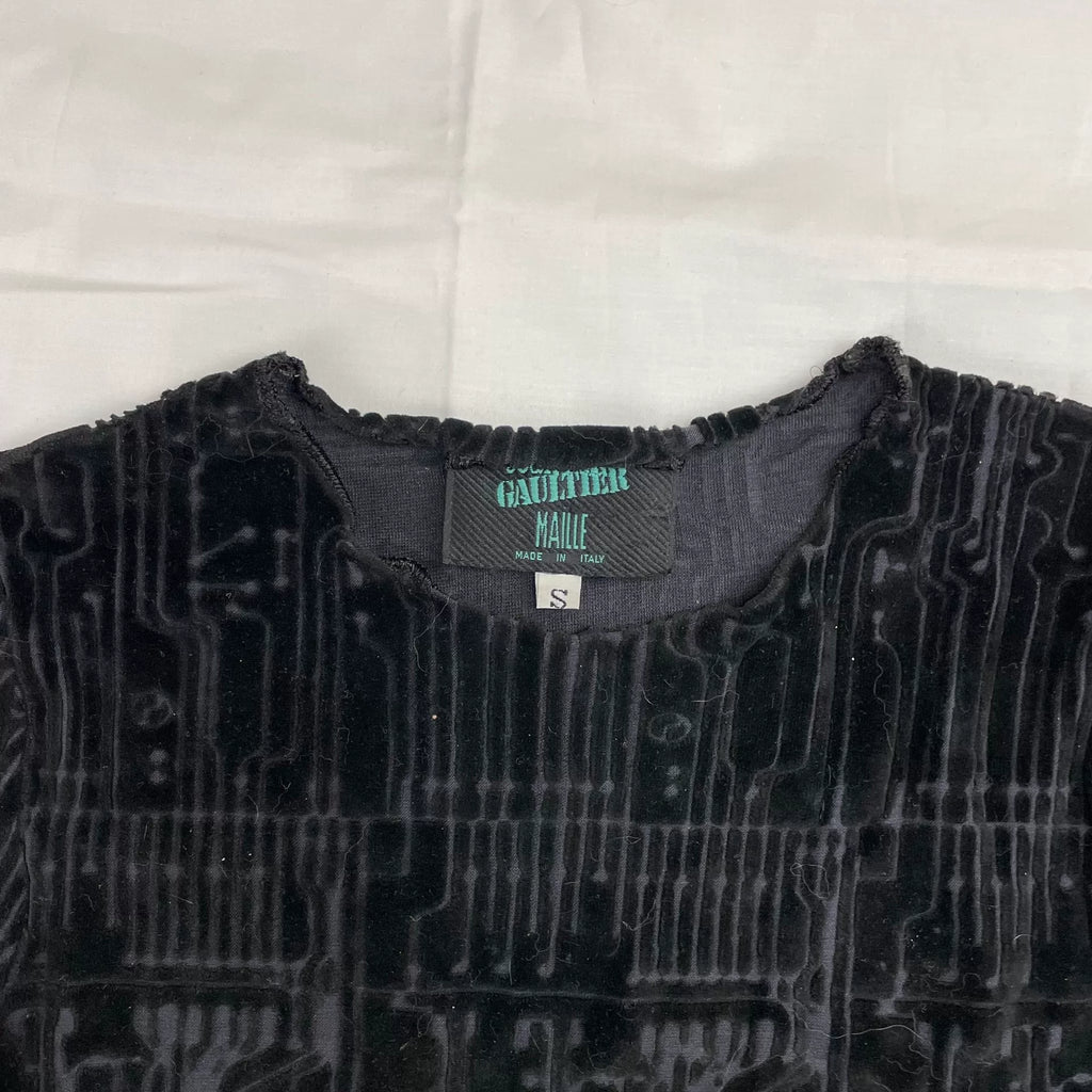 1995 Fall/Winter Jean Paul Gaultier Cyber Circuit Board Velvet Mesh Tattoo Top