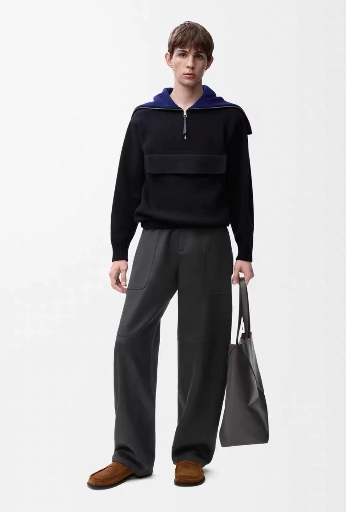 Loewe SS25 Zip Sailor Collar Sweater