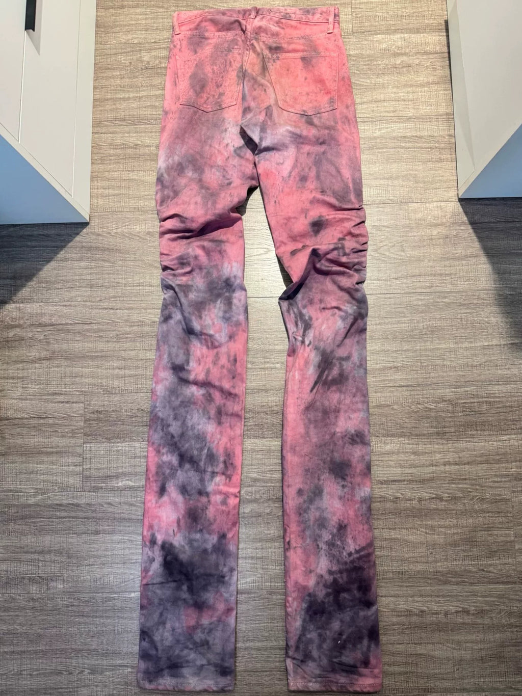 Vlone Pink Paint Splattered Stacked Denim
