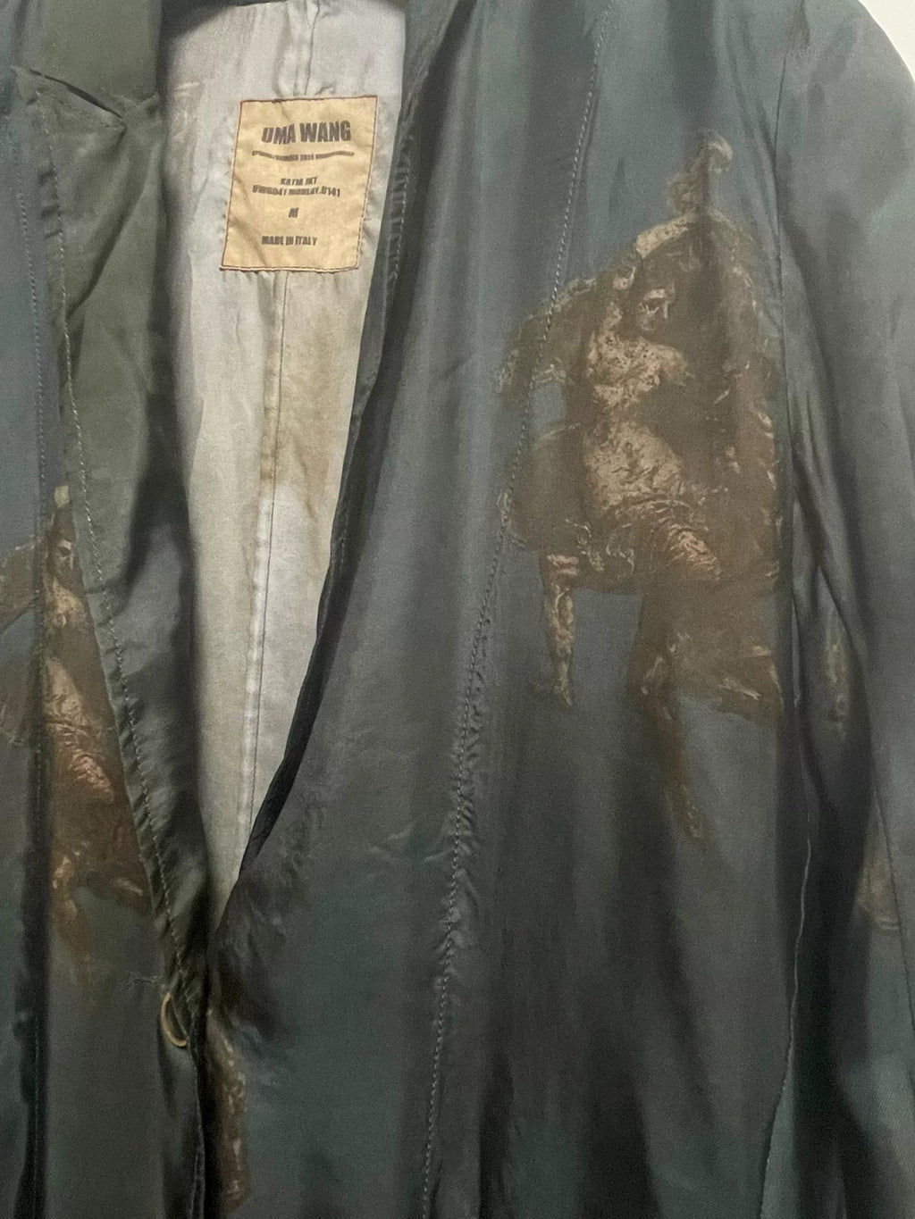 UMA WANG SS24 Blue Brown Angel Print Coat