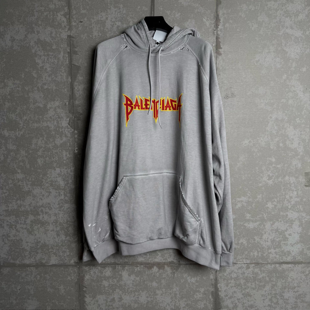 Balenciaga Paris Flame Band Gray Hoodie