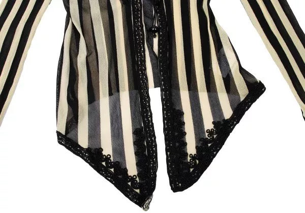 Jean Paul Gaultier Vintage Beige Striped Mesh Cardigan