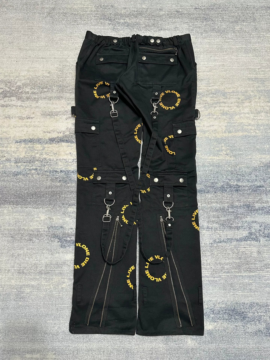 Vlone SS18 Black & Yellow Cargo Bondage Pants