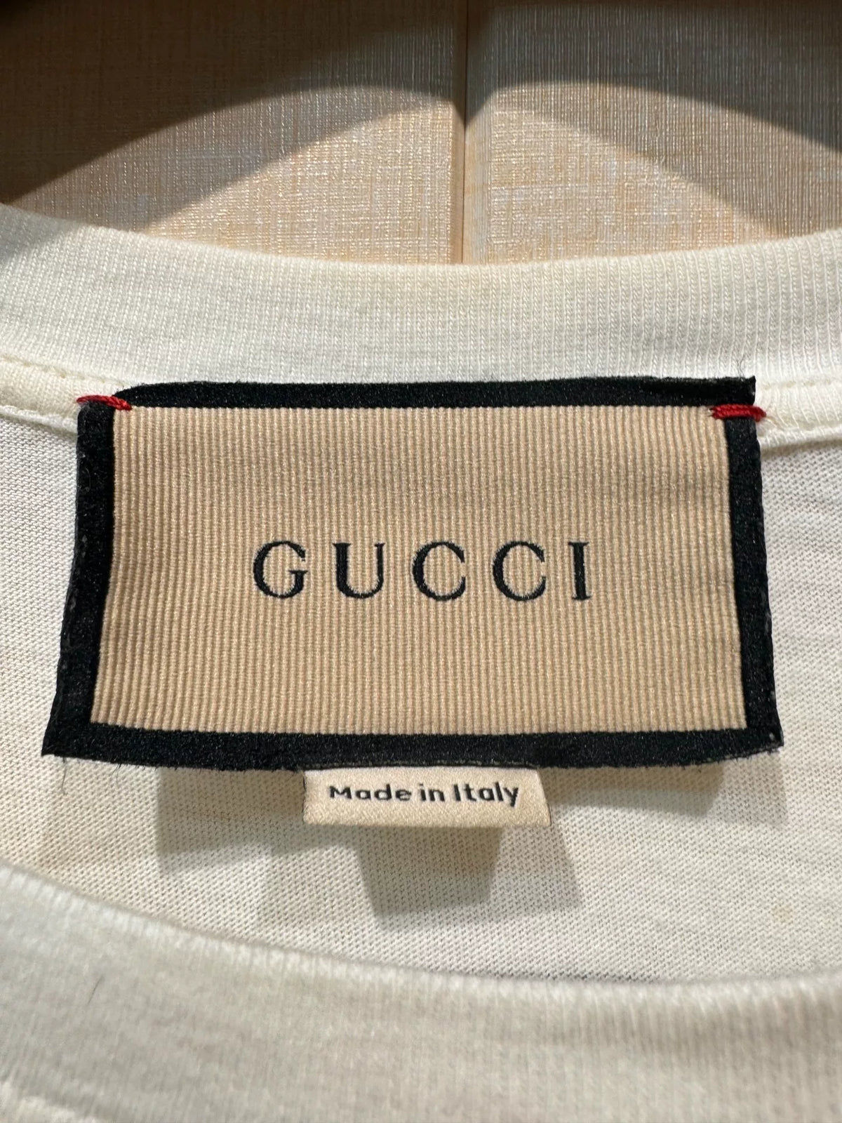 Gucci White Sequined Cat Eye Print Knit Crew Neck Short Sleeve T-Shirt