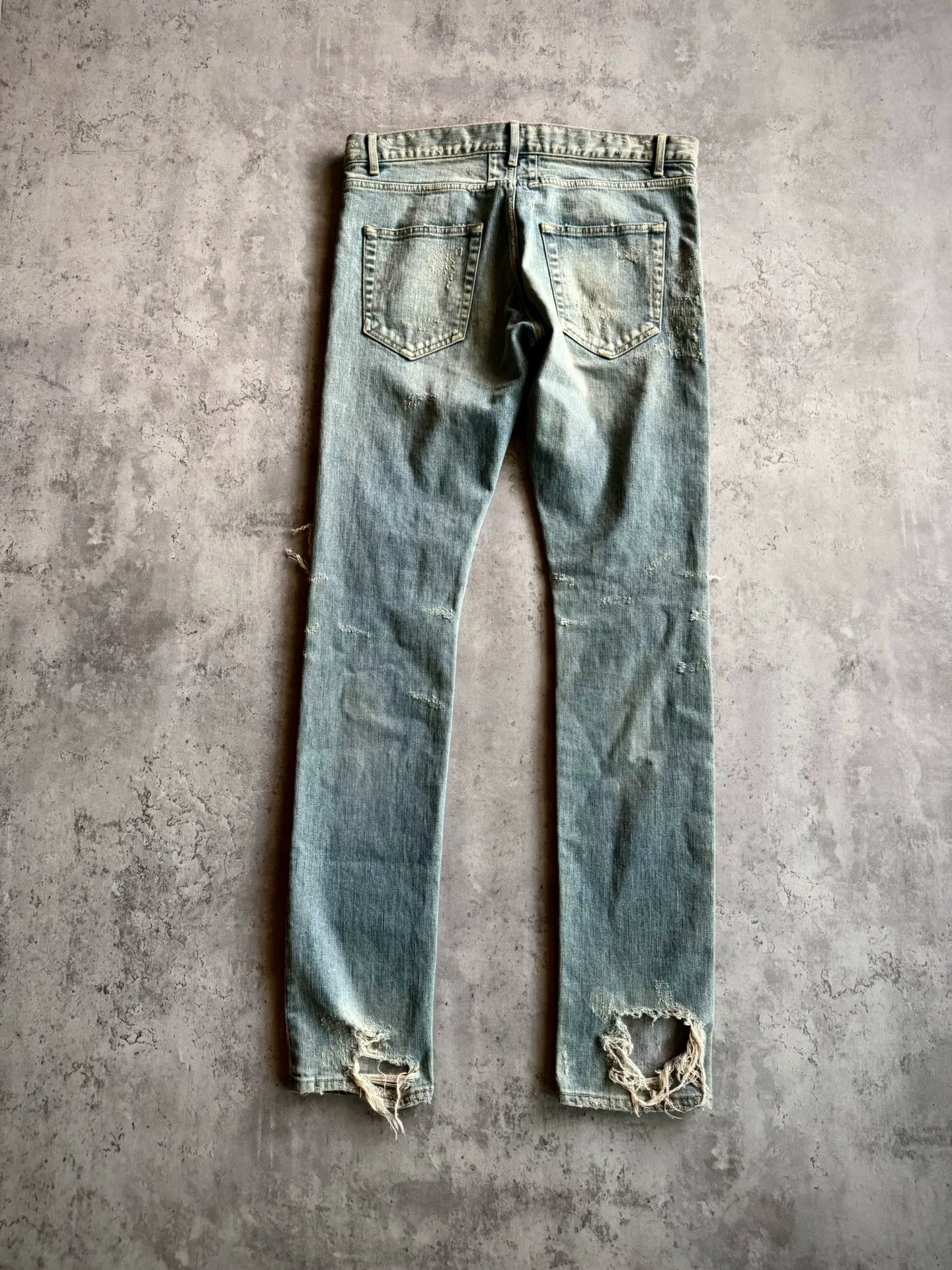 Saint Laurent Paris 14AW D02 Blue Distressed Denim Jeans by Hedi Slimane